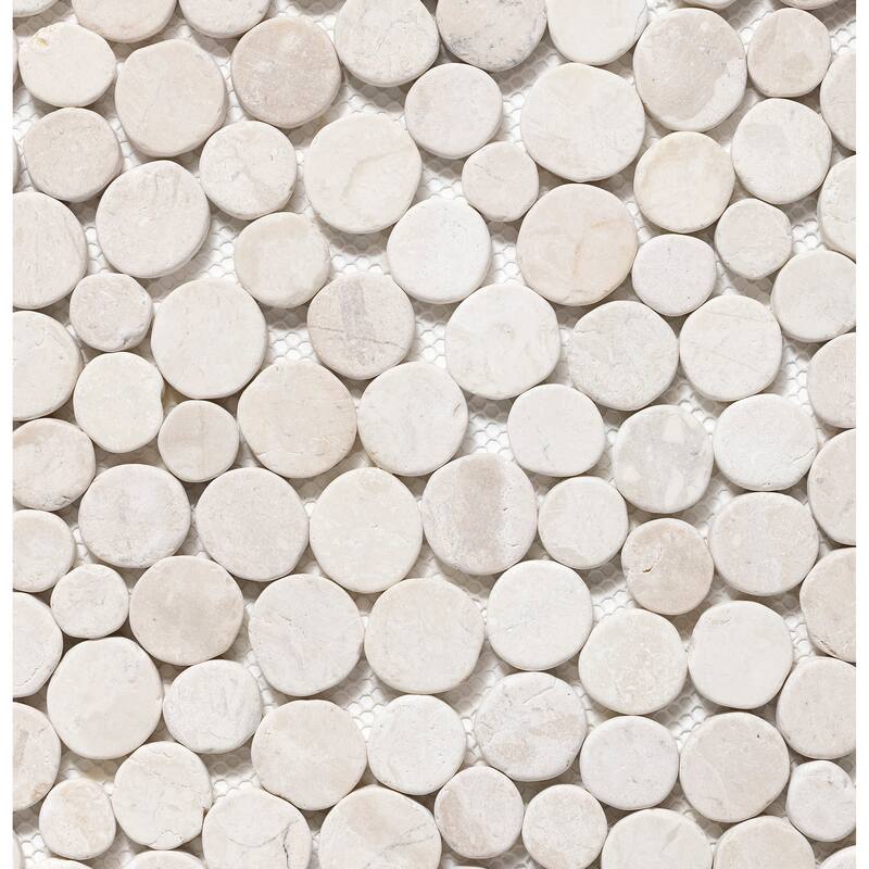 Penny Rounds 11 in. x 11 in. Honed Marble Mesh-Mounted Mosaic Wall and Floor Tile