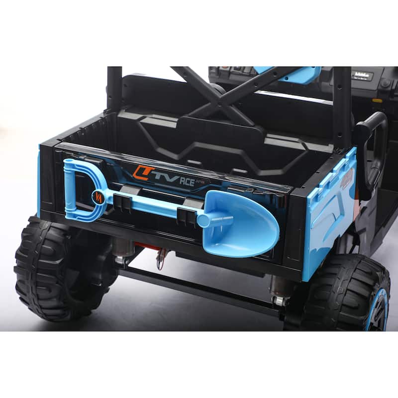 24V 2-Seater Kids Electric Golf Cart for Ages 3+, Blue with Remote Control & Sun Shade