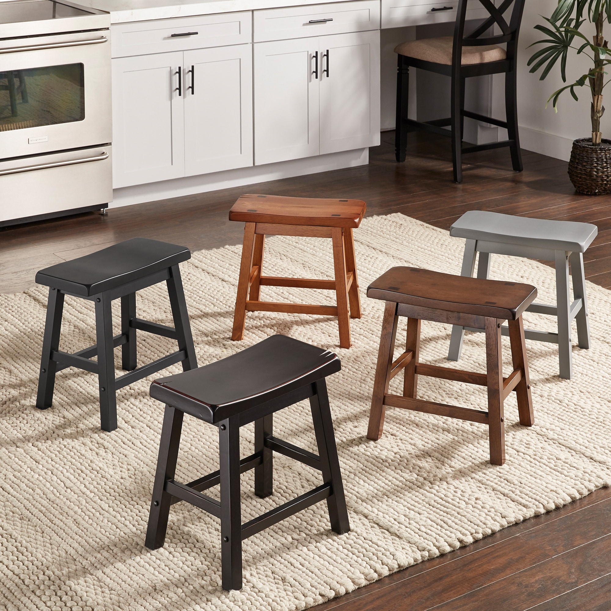 iNSPIRE Q Bold Salvador 18-in. Backless Saddle-seat Stools (Set of 2) - Stool