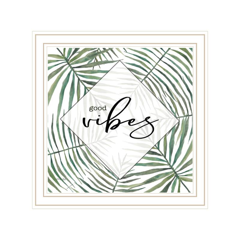 TrendyDecor4U Contemporary "GOOD VIBES" Framed Print Wall Art - White