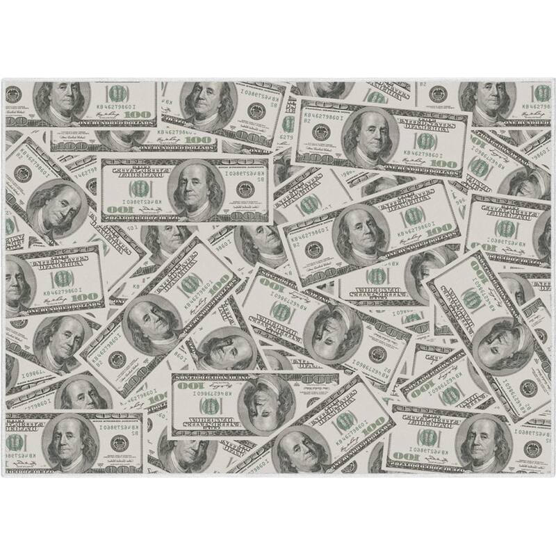 Well Woven Money Dollar Front 2006A Modern Machine Washable Area Rug - Green - 5' x 7' - Rectangle