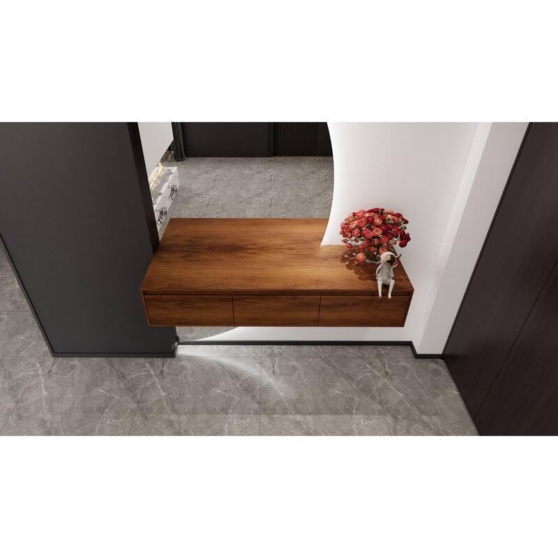 Modern 60 Inch Wall-Mounted Bathroom Vanity Base with 3 Soft-Close Drawers, Storage Cabinet without Sink
