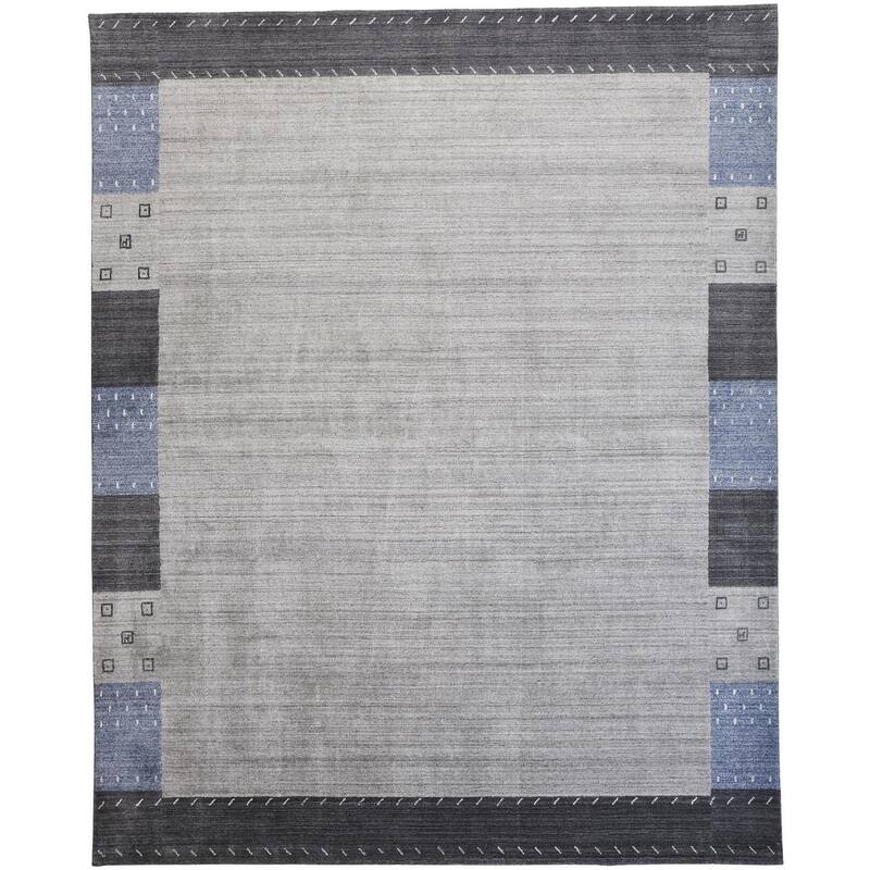Yurie Contemporary Gebbah Rug, Light Gray/Denim Blue, Area Rug