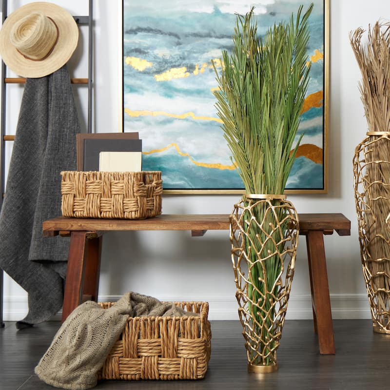 Green Dried Plant Palm Leaf Home Decor Natural Foliage with Feather Inspired Stems - Green