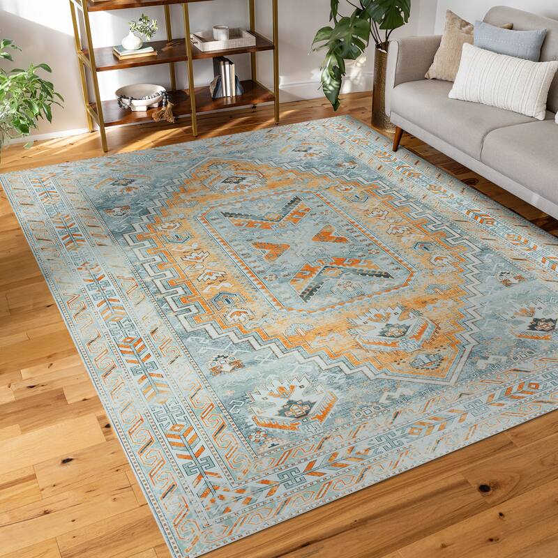 Province Southwestern Diamond Indoor Area Rug - 7'5'' x 9'11'' - Gray/Teal