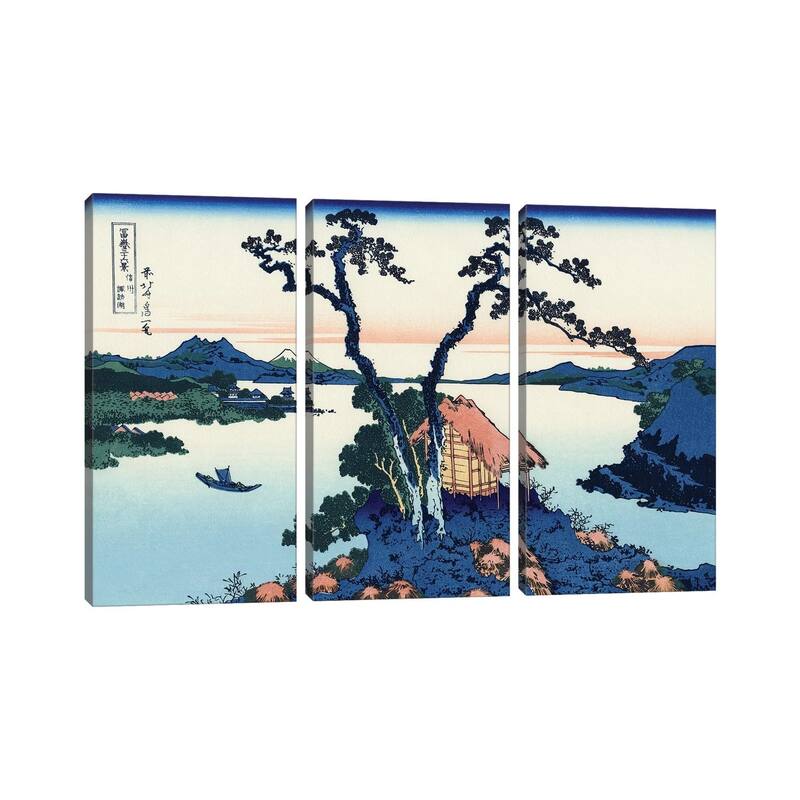 iCanvas "Lake Suwa In The Shinano Province, c.1830" by Katsushika Hokusai 3-Piece Canvas Wall Art Set