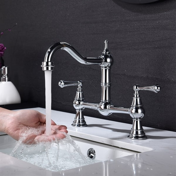 Double Handle Widespread Kitchen Faucet With Handles And Side Spray 7 9 X 10 10 On Sale Overstock 31507075