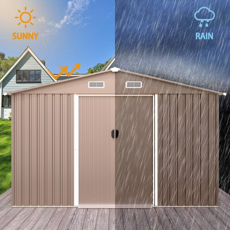 Outdoor Permanent Metal Storage Sheds for Gardening Tools, Patio Sheds Warehouse Vault