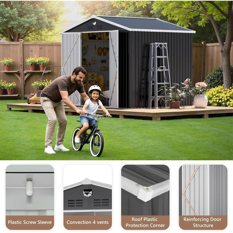 Metal Garden Sheds 10FTx8FT Outdoor Storage Shed
