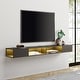 preview thumbnail 24 of 41, WAMPAT 70 inch Floating TV Shelf for Wall with LED Light for Living Room - 70 inch Black&Yellow Light