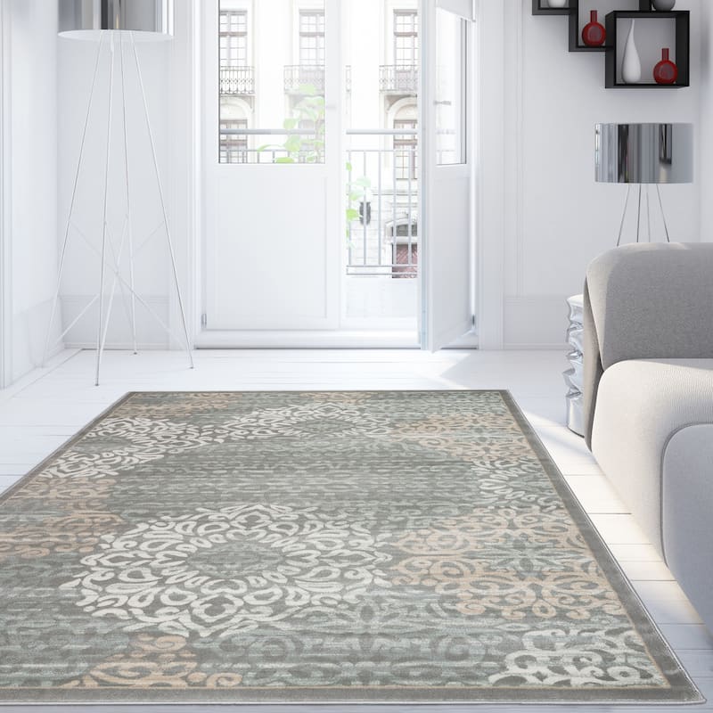 Admire Home Living Plaza Modern Abstract Damask Pattern Area Rug