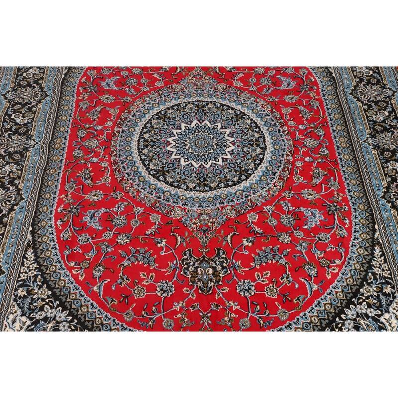 Traditional Floral Red Kashan Turkish Rug Machine-Made Carpet - 9'6" x 12'11"