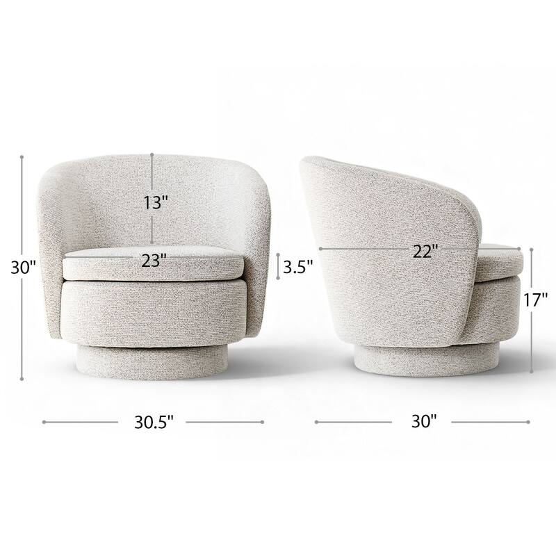 Upholstered 360° Swivel Barrel Chair with Curved Backrest