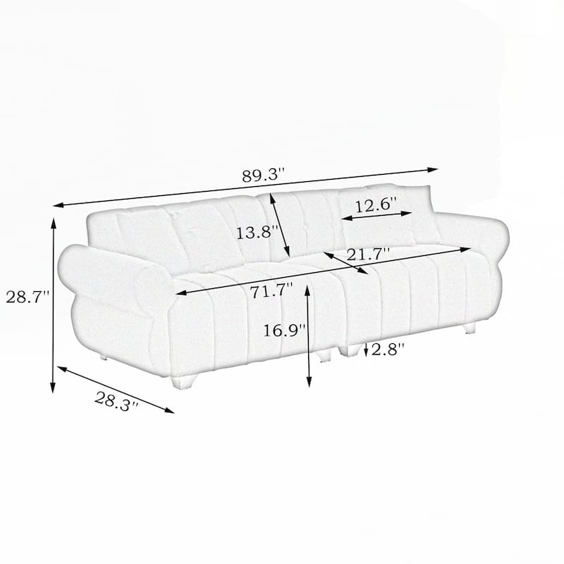 spring-wrapped Sofa cushions with stylish metal feet and 4 throw pillows
