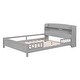 preview thumbnail 4 of 16, Wood Full Size Platform Bed with LED Light, Storage Headboard, and Guardrail, Antique Grey