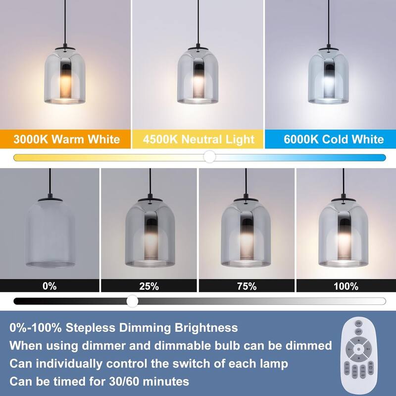 Double-layer pendant light black bedrooms light glass kitchen light