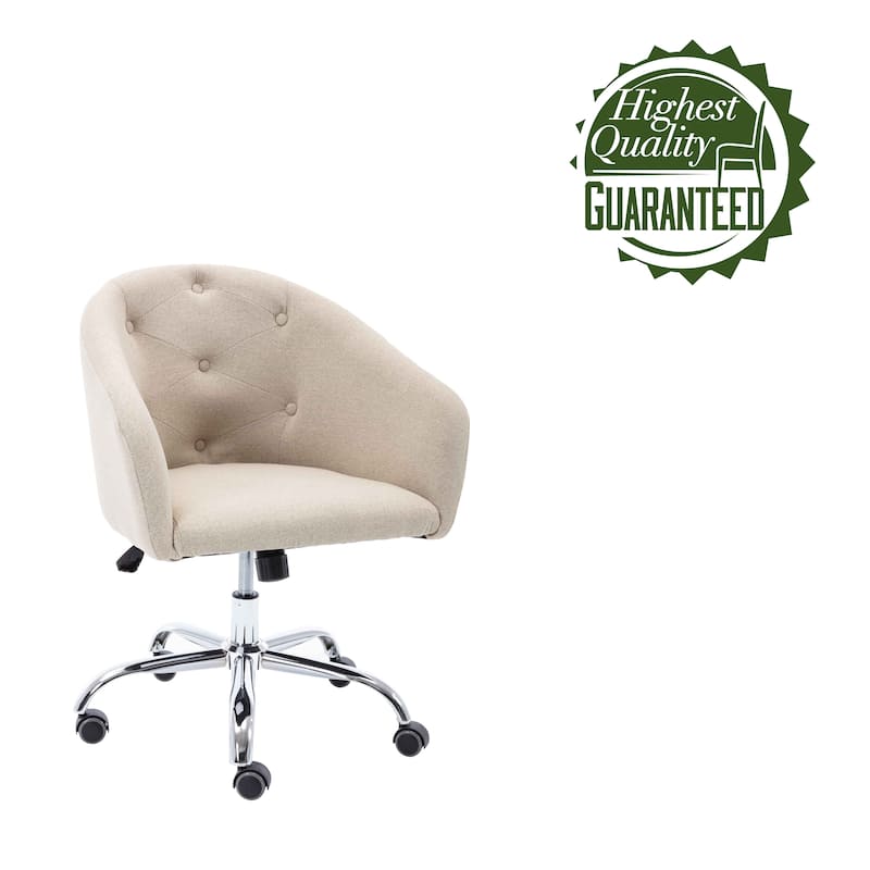 Porthos Home Kash Home Office Desk Chair, Round Back, Linen Fabric