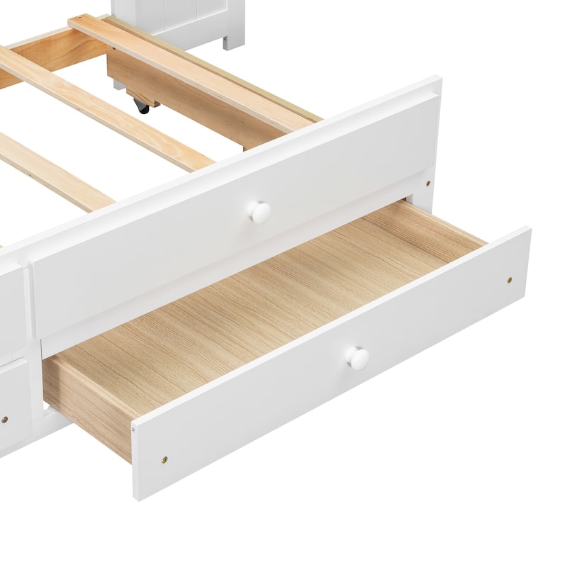 Full Size Daybed with Trundle, Drawers, LED Shelves and Charging Station by Harper&Bright Designs