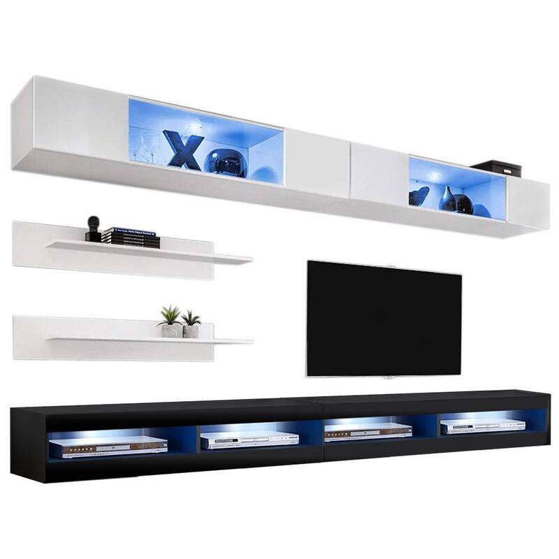 Fly I3 34TV Wall Mounted Floating Modern Entertainment Center - White/Black