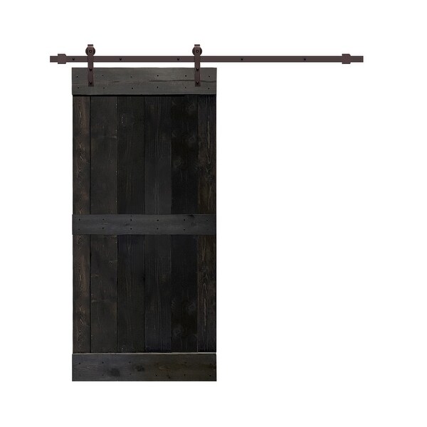 24 in x 84 in Charcoal Black Stained Barn Door w/ Sliding 24 in x 84 in Charcoal Black Stained Barn Door w/ Sliding