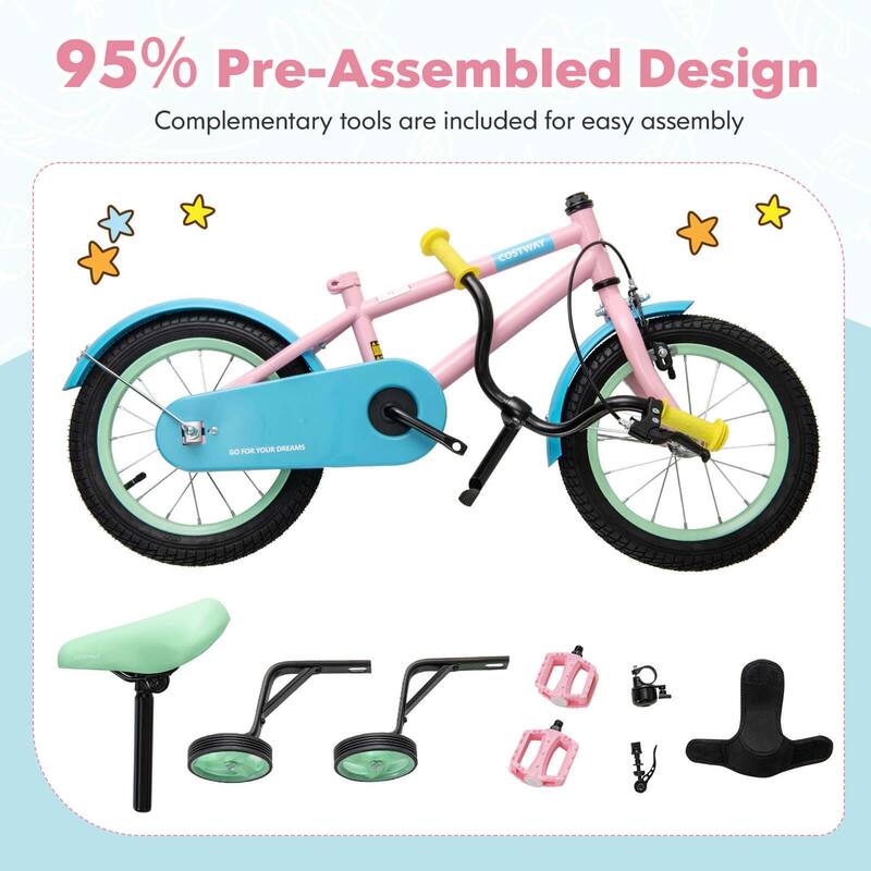 Costway 12" Kids Bike with Adjustable Saddle Handlebar Removable - See Details