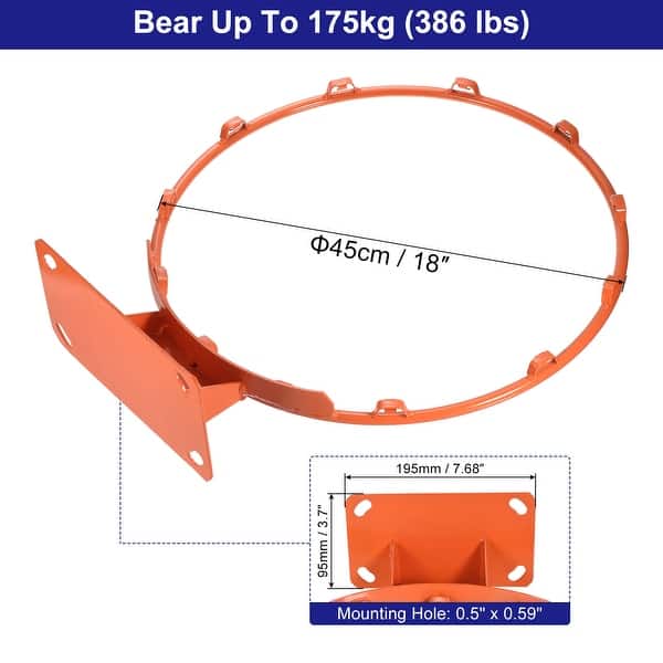 18" Basketball Rim Replacement Bear Up to 386 Lbs, Solid Steel