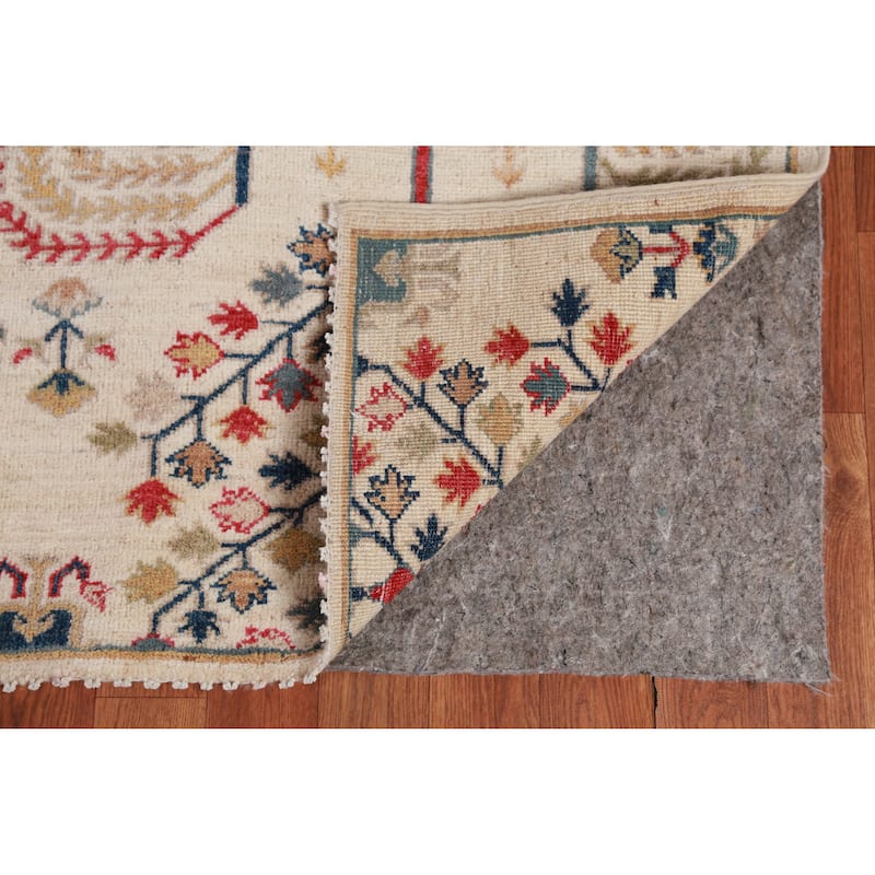 Hand Knotted Oriental 100% Wool Carpet Traditional Geometric Beige & Ivories Kazak Area Rug - 7' 10'' X 5' 6''