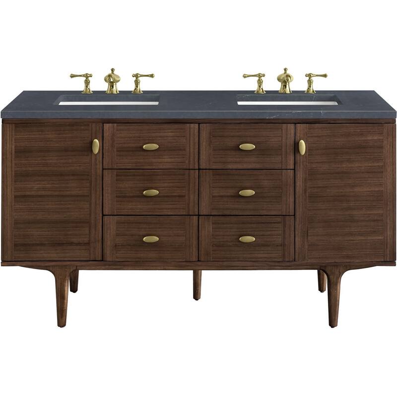 James Martin Vanities 670-V60D-3CSP Amberly 60" Free Standing or Wall - Mid-Century Walnut - Walnut Finish