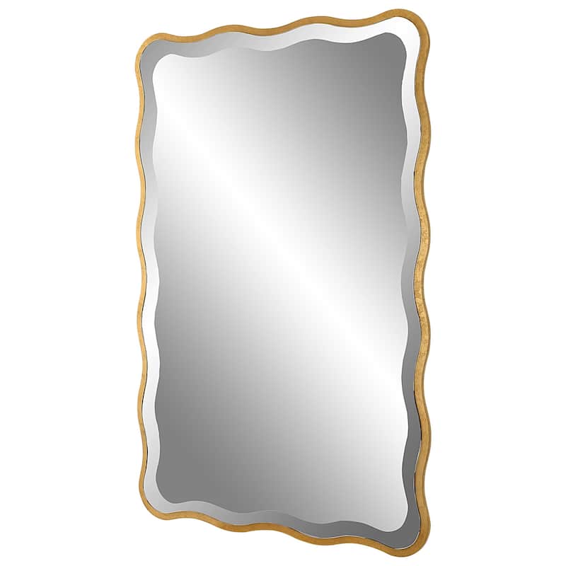 Scalloped Frame Beveled Wall Mirror - 36" - Gold