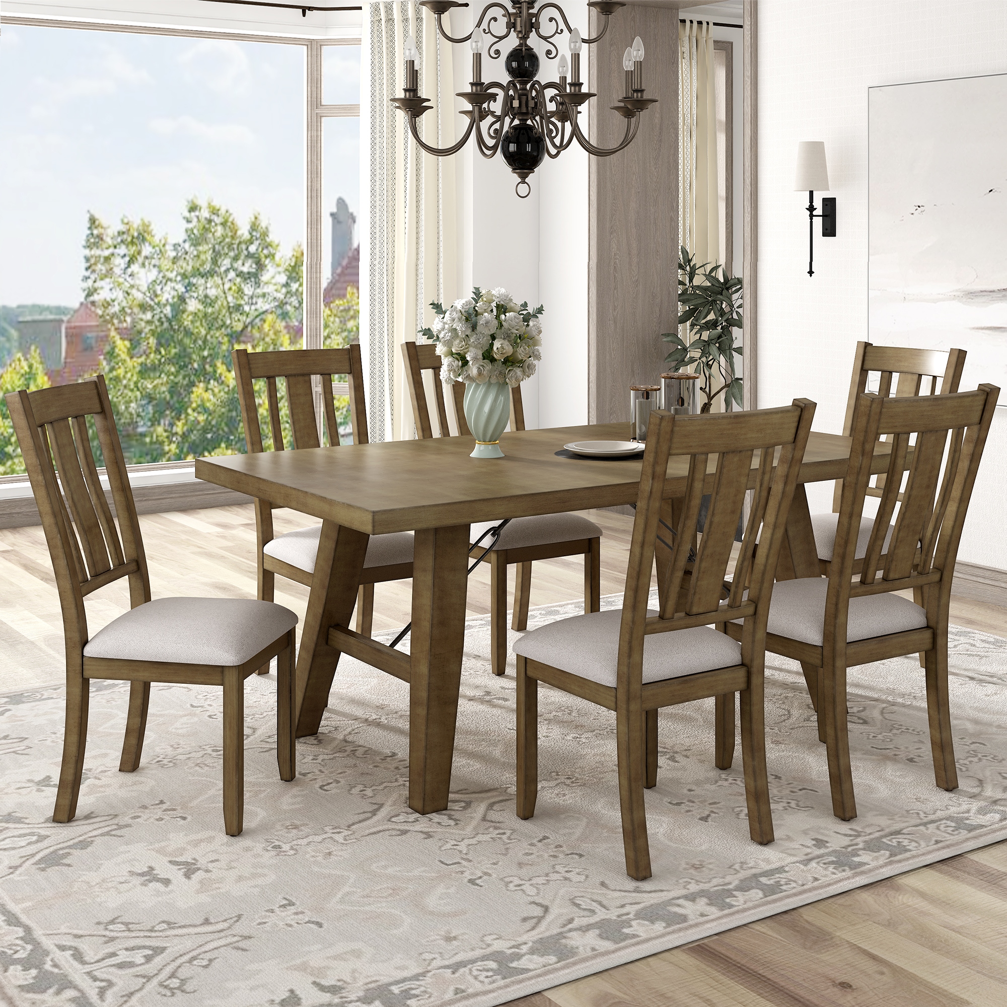 7 piece industrial dining cheap set