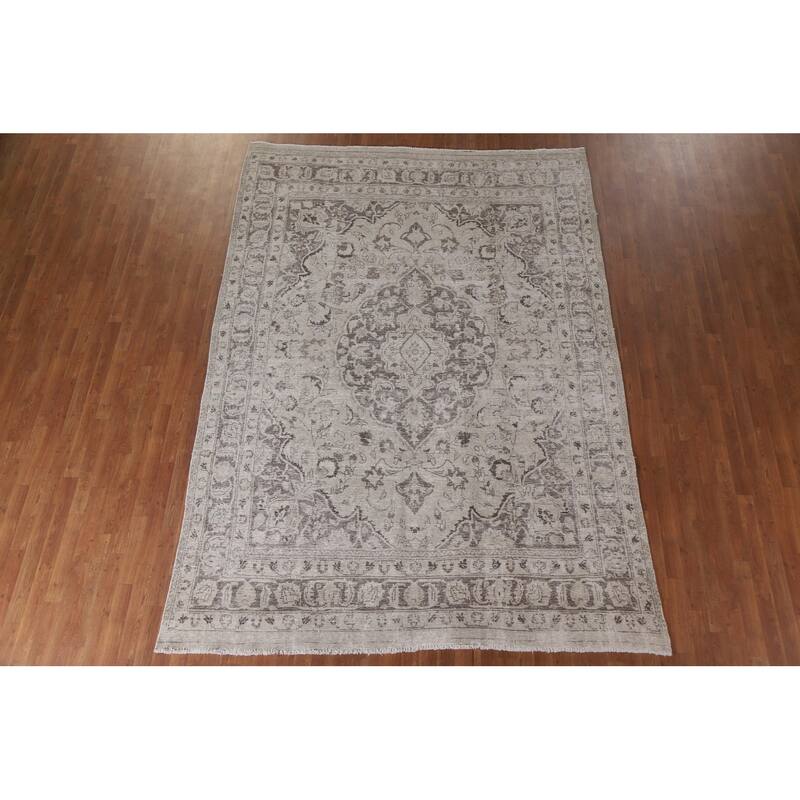 Hand Knotted Oriental 100% Wool Carpet Traditional Floral Beige & Ivories Tabriz Area Rug - 10' 9'' X 7' 8''