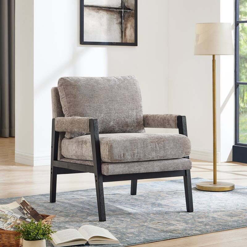 Accent Chair with Upholstered Leisure Chair with Open Armrest, Armchair