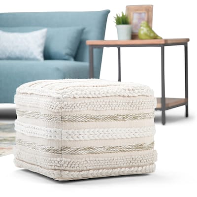 WYNDENHALL Silva Boho Square Pouf in Handloom Woven Pattern