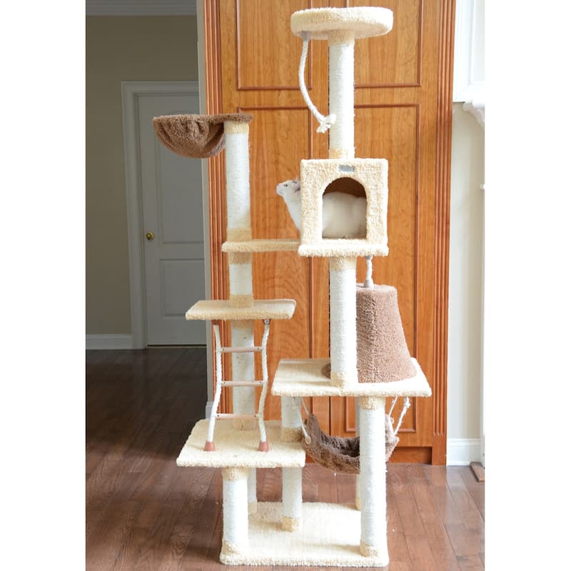 Real Wood Cat Climber Play House, Cat furniture With Playhouse,Lounge Basket