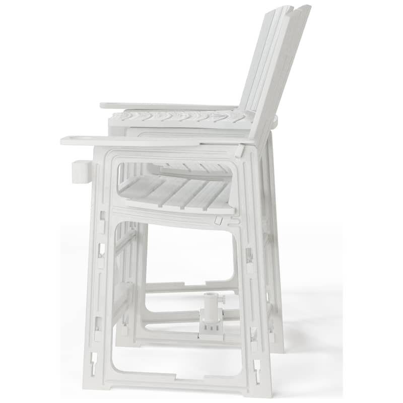 Polytrends Coastline Outdoor Poly Bar Chair Set with Connecting Tray & Cup Holder