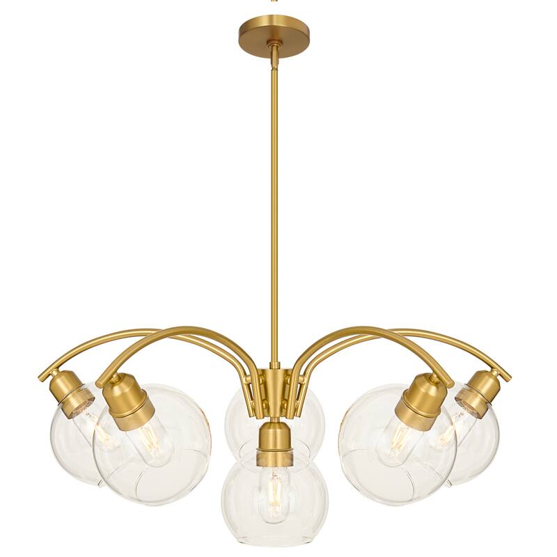 LamQee Sputnik Metal Chandelier with Clear Glass Globe Shades - Gold/6-Light