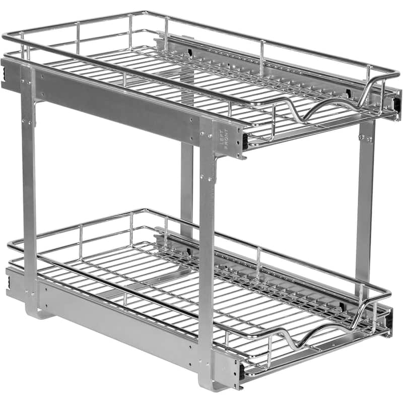 Hold N’ Storage Pull Out Cabinet Organizer 2 Tier – Heavy Duty Metal with Lifetime Limited Warranty - Anti Rust Chrome Finish