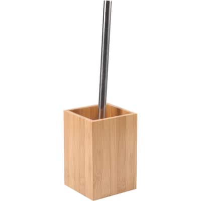 Ecobio Bamboo Bath Free Standing Toilet Bowl Brush with Holder Brown - 3.12"L x 3.12"W x 14.6"H