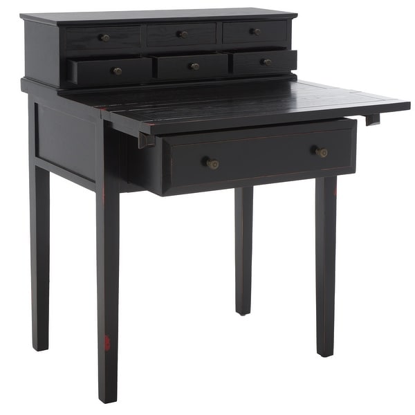 SAFAVIEH Abigail 29.8-Inch Storage Wood Fold Down Desk, Black