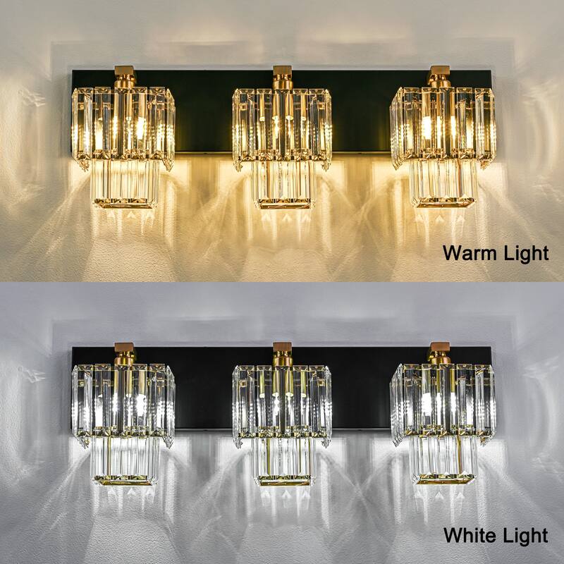 Modern Dimmable Glam Crystal Bathroom Vanity Lights - Black & Gold