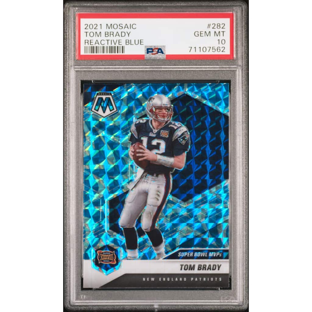 Tom Brady 2021 Panini Reactive Blue Mosaic Football Card #282 Graded PSA 10 - 8'6" x 11'6"