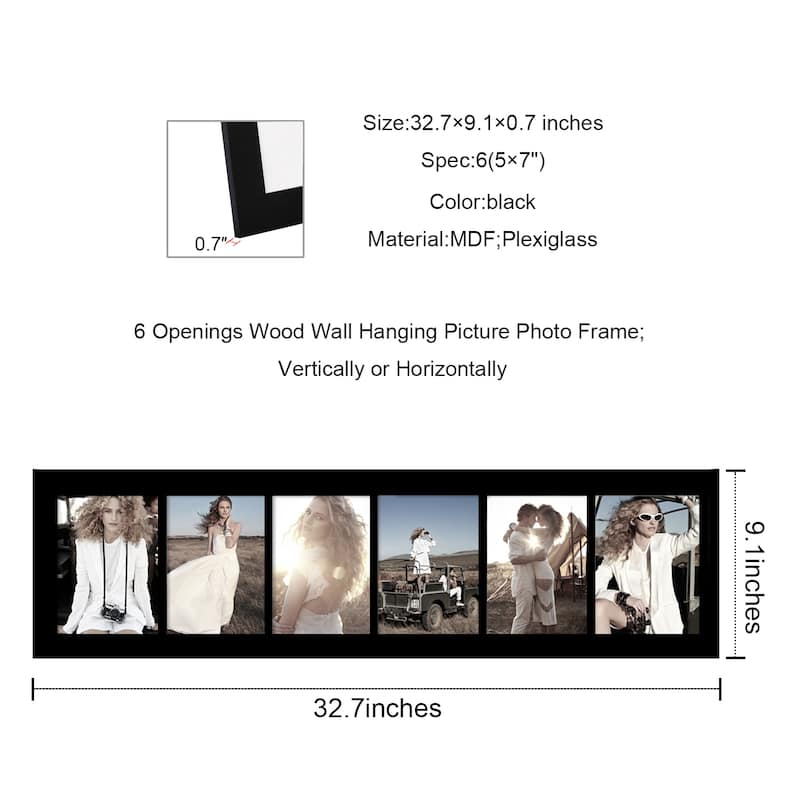 Adeco 6-opening Black 5x7 Collage Picture Frame