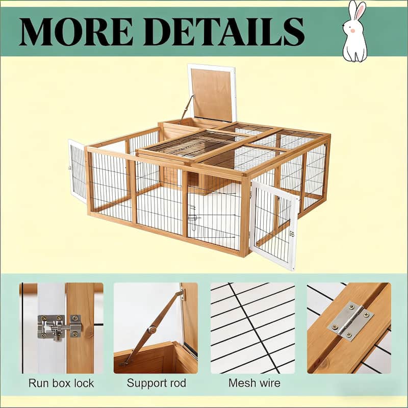 Pet House,Small Animal Hutch Cage,Rabbit House is designed for convenient cleaning - Natural