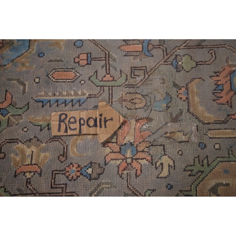 Gray Tabriz Persian Vintage Rug Hand-Knotted Wool Carpet - 8'0"x 10'10"