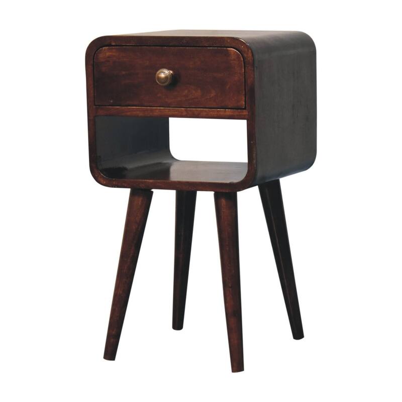 HomeRoots 22" Walnut Solid Wood Square One Drawer Nightstand