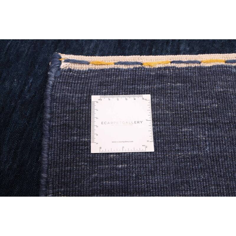 ECARPETGALLERY Hand Loomed Indo Gabbeh Dark Navy Wool Rug - 8'3 x 9'10