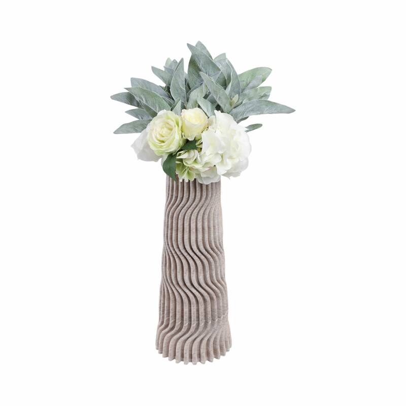 Decorative Vase - Tan Porcelain 3D Printed Textured