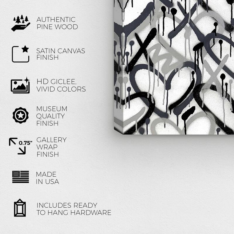 Wynwood Studio Abstract Corey Paige - Hearts Grays with Blue Accent Black and Modern & Contemporary Wall Art Canvas Print
