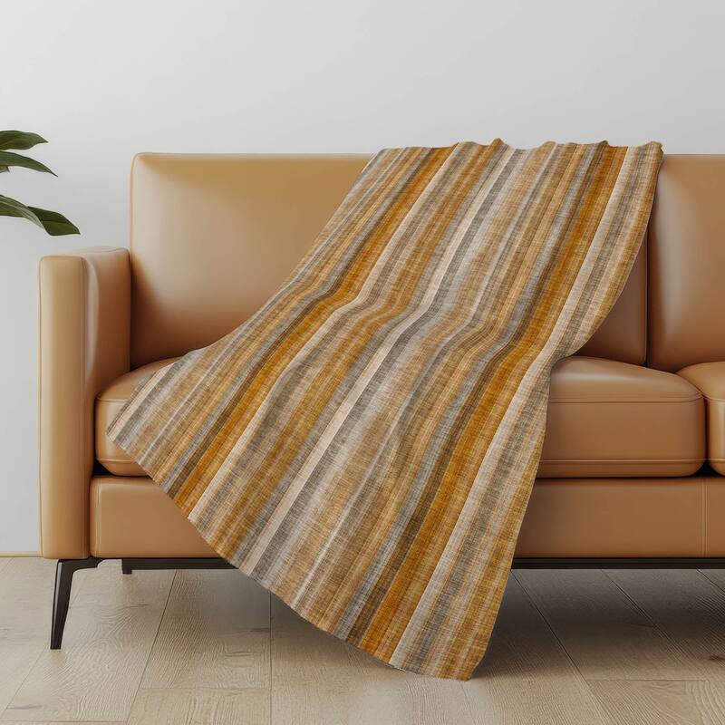 Premium Machine Washable Contemporary Stripe Sherpa Throw Blanket