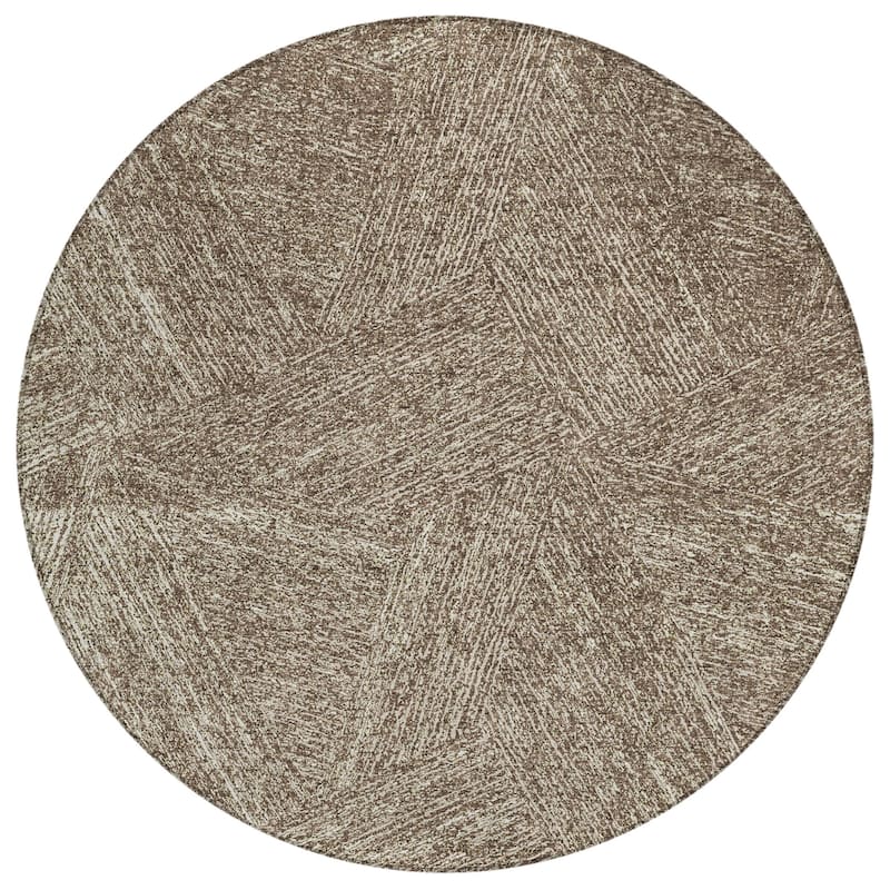 Machine Washable Indoor/ Outdoor Solid Geo Chantille Rug